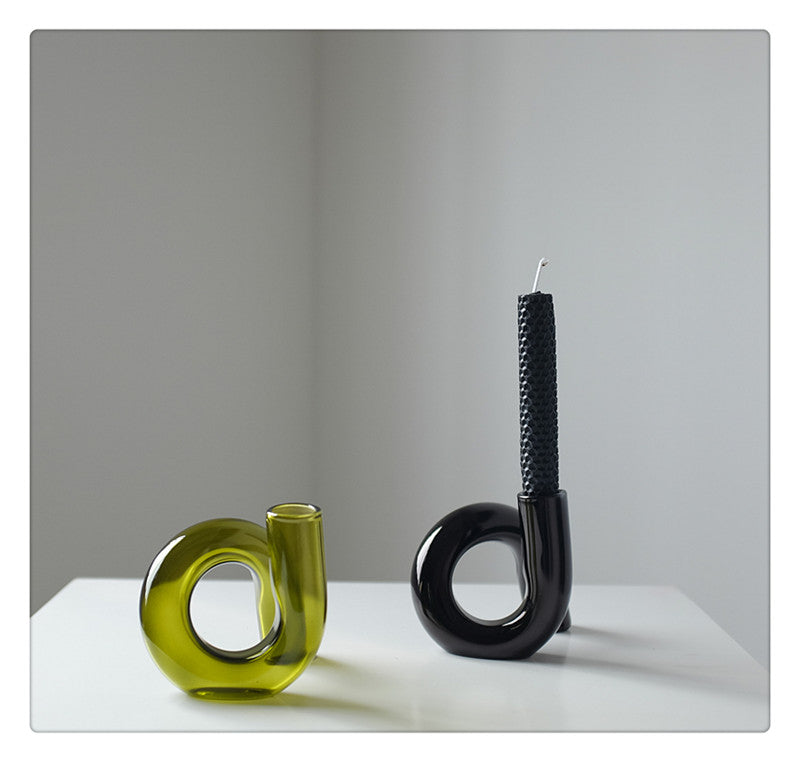 Jarrón de vidrio Aurevio con diseño de asa – Borosilicato, tintado y duradero