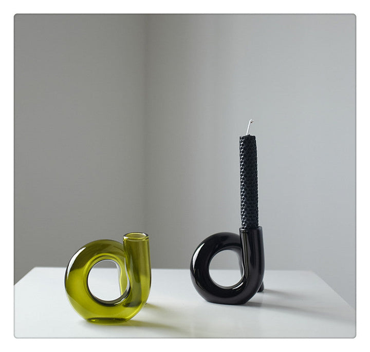 Jarrón de vidrio Aurevio con diseño de asa – Borosilicato, tintado y duradero