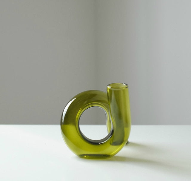 Jarrón de vidrio Aurevio con diseño de asa – Borosilicato, tintado y duradero