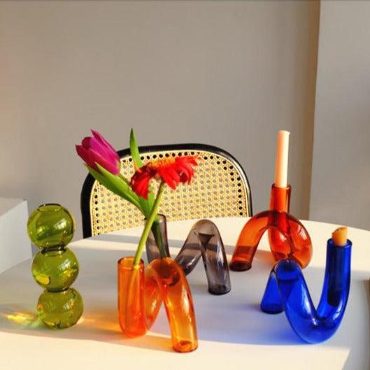 Jarrón de vidrio Aurevio con diseño de asa – Borosilicato, tintado y duradero