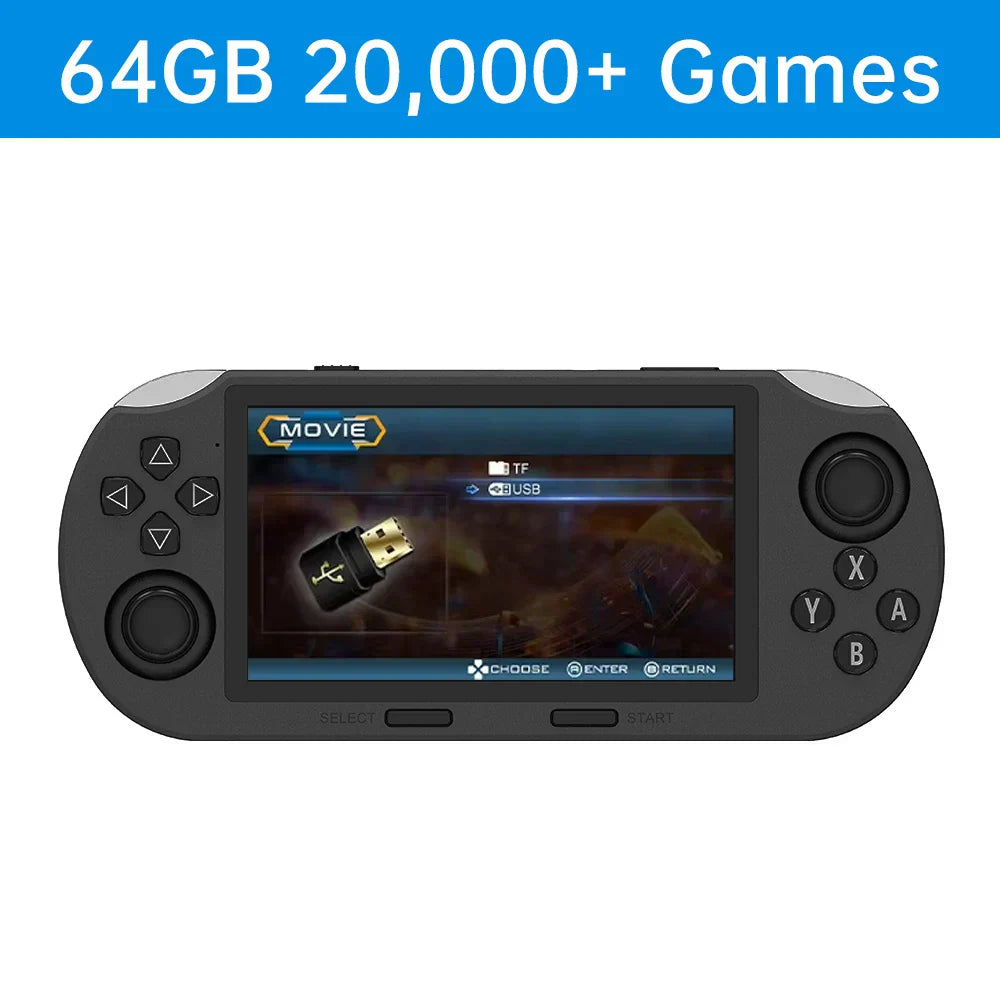 Console portatile retrò – 64GB, oltre 20.000 giochi e supporto per 2 giocatori