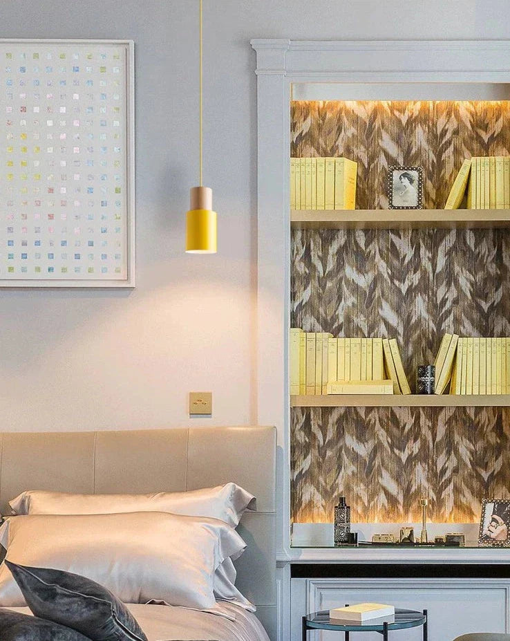 Ingrid Cylinder Hanglamp – Metaal & Houten Accent, Verstelbaar Snoer