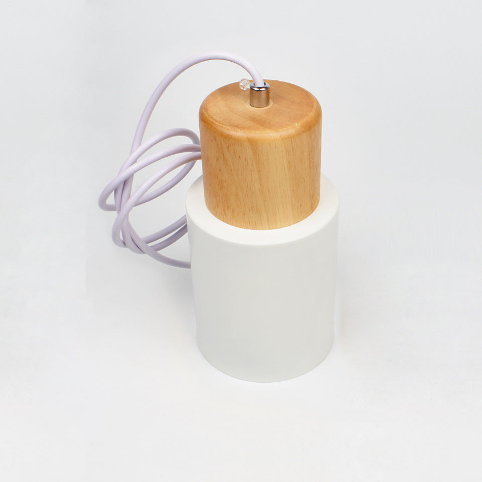 Lámpara colgante Ingrid cilindro – Metal y acento de madera, cable ajustable