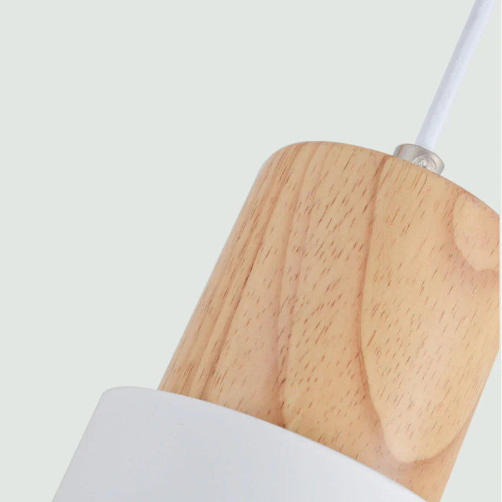 Lámpara colgante Ingrid cilindro – Metal y acento de madera, cable ajustable