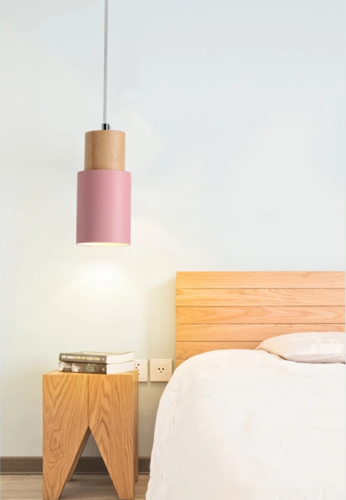 Ingrid Cylinder Hanglamp – Metaal & Houten Accent, Verstelbaar Snoer