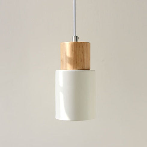 Ingrid Cylinder Hanglamp – Metaal & Houten Accent, Verstelbaar Snoer