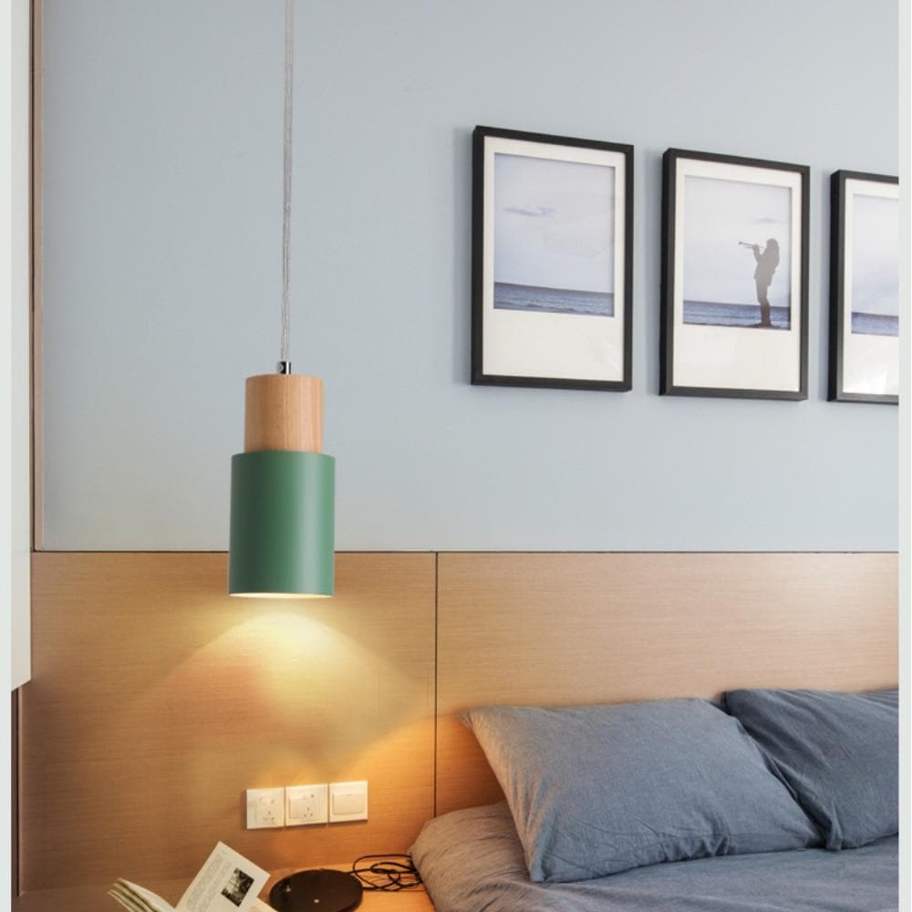Ingrid Cylinder Hanglamp – Metaal & Houten Accent, Verstelbaar Snoer
