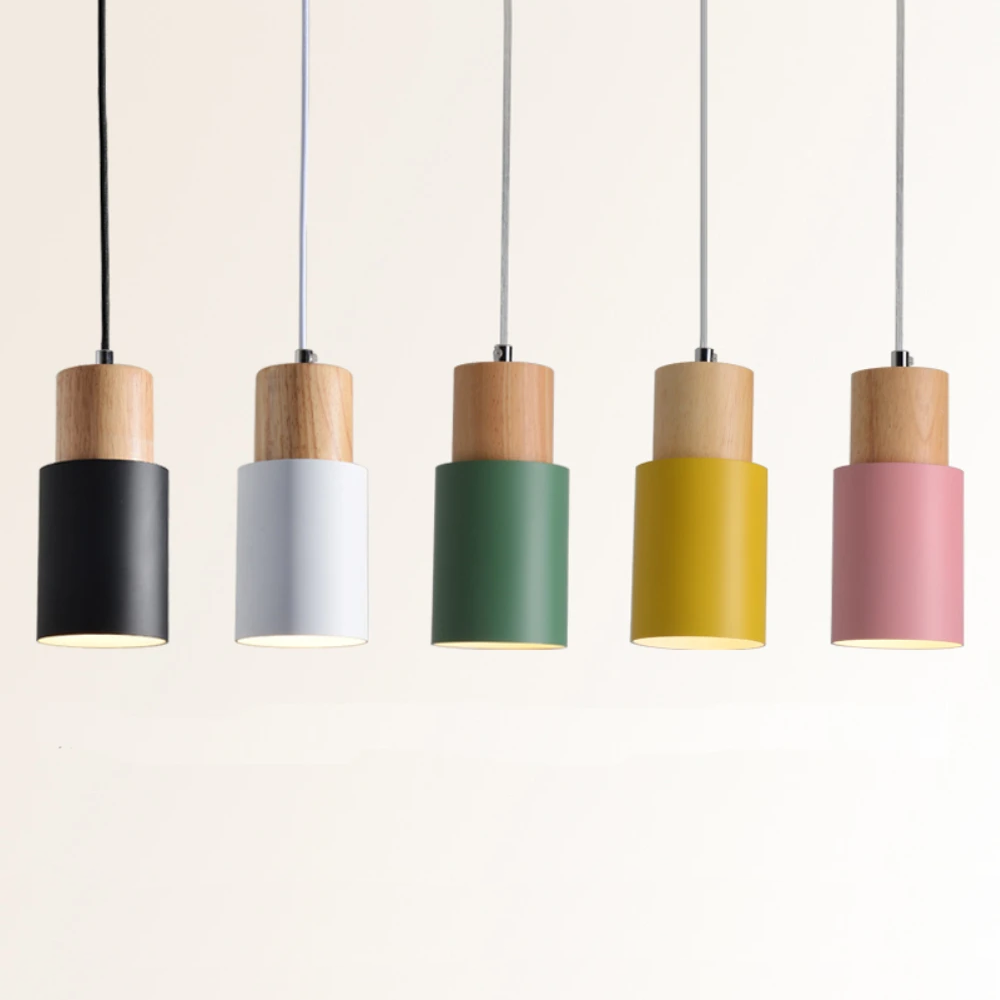 Ingrid Cylinder Hanglamp – Metaal & Houten Accent, Verstelbaar Snoer