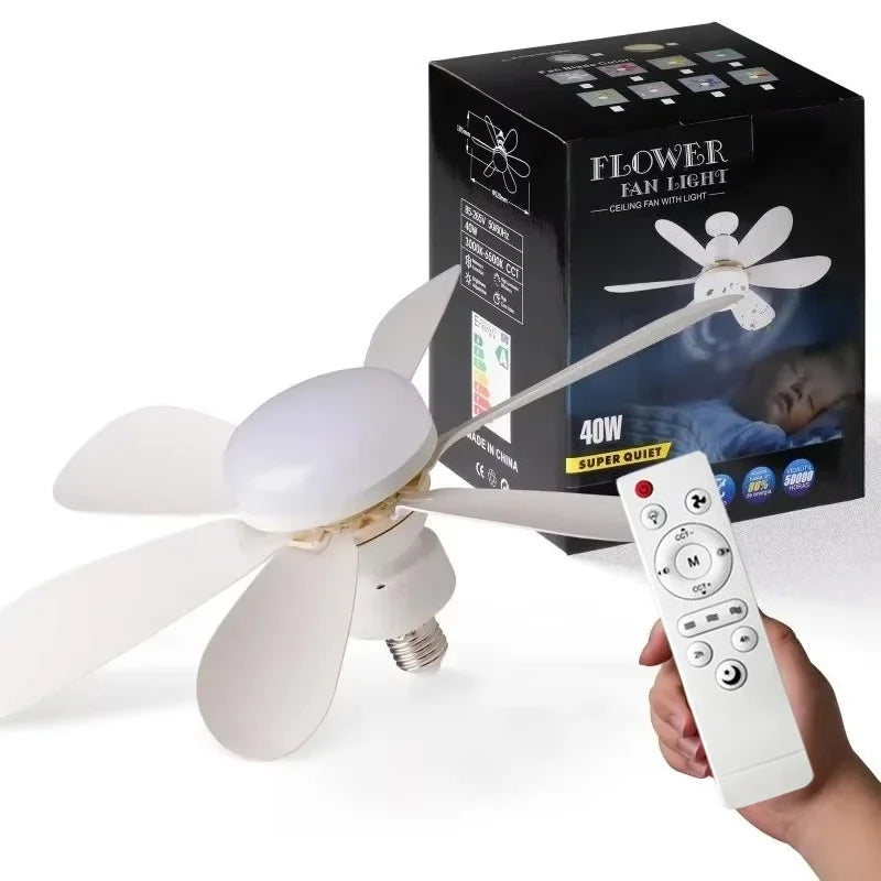 Intelligente Plafondventilator met LED-verlichting E27 Fitting en Afstandsbediening voor Slaapkamer Woonkamer Modern Minimalistisch Energiezuinig Stil | Sansoti 2