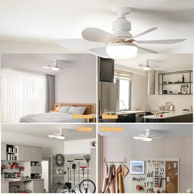 Intelligente Plafondventilator met LED-verlichting E27 Fitting en Afstandsbediening voor Slaapkamer Woonkamer Modern Minimalistisch Energiezuinig Stil | Sansoti 6