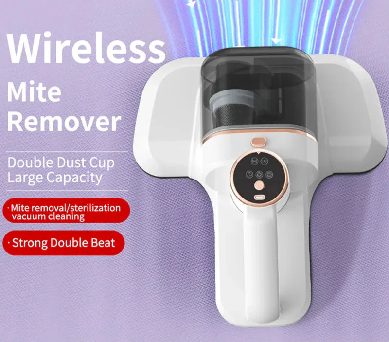 PureHome Removedor de ácaros domésticos – Aparato compacto de limpeza con tecnoloxía de aspiración de tres etapas e sistema de dobre vaso