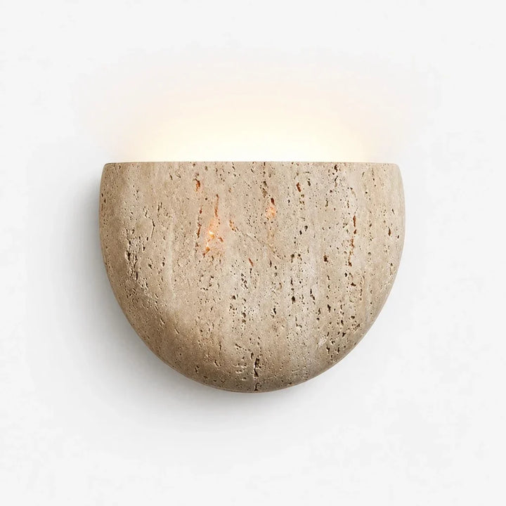 Iselin Wabi-Sabi Travertine Half-Moon Wall Sconce 0