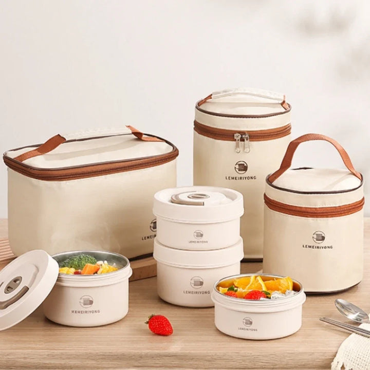 Foodora – Stapelbare RVS lunchbox set isolerend &amp; lekvrij – werk &amp; school