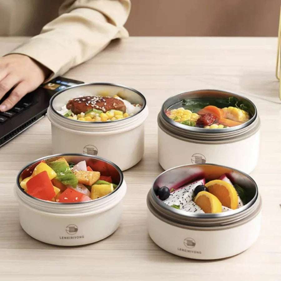 Foodora – Set di lunchbox impilabili in acciaio inox isolante e a prova di perdite – lavoro e scuola