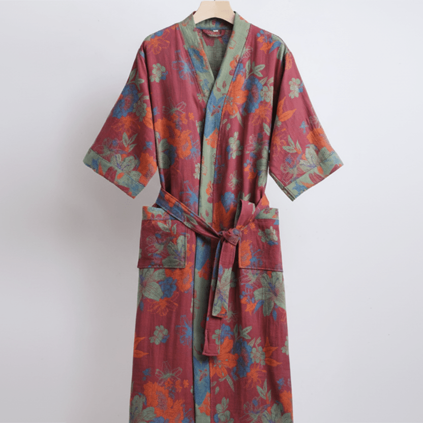 KIMOGINKO – Kimono-badjas van biologisch katoen voor ademend comfort 0