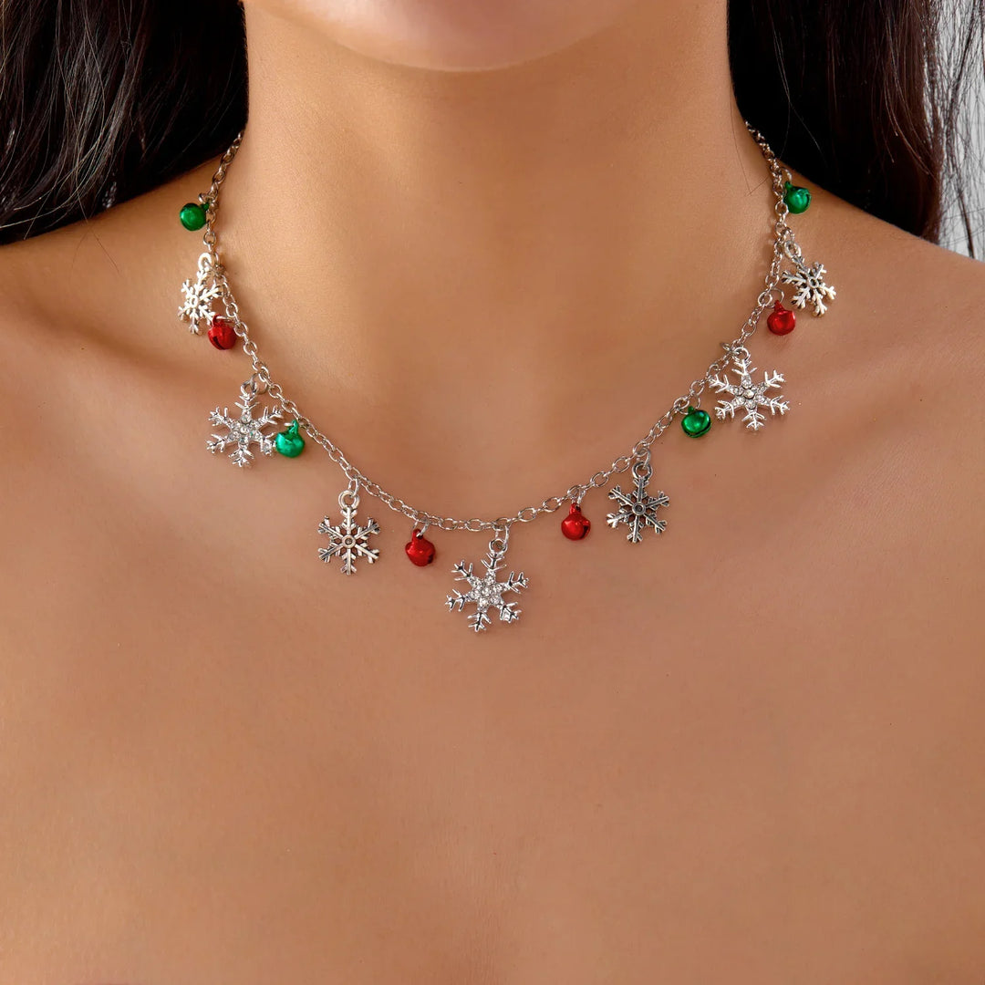 Pulsera de Navidad Aurevienne – Pulsera Ajustable con Copo de Nieve y Cascabeles, Regalo Festivo y Elegante
