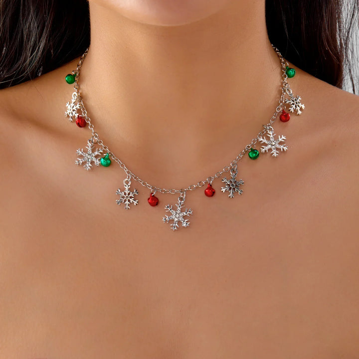 Pulsera de Navidad Aurevienne – Pulsera Ajustable con Copo de Nieve y Cascabeles, Regalo Festivo y Elegante