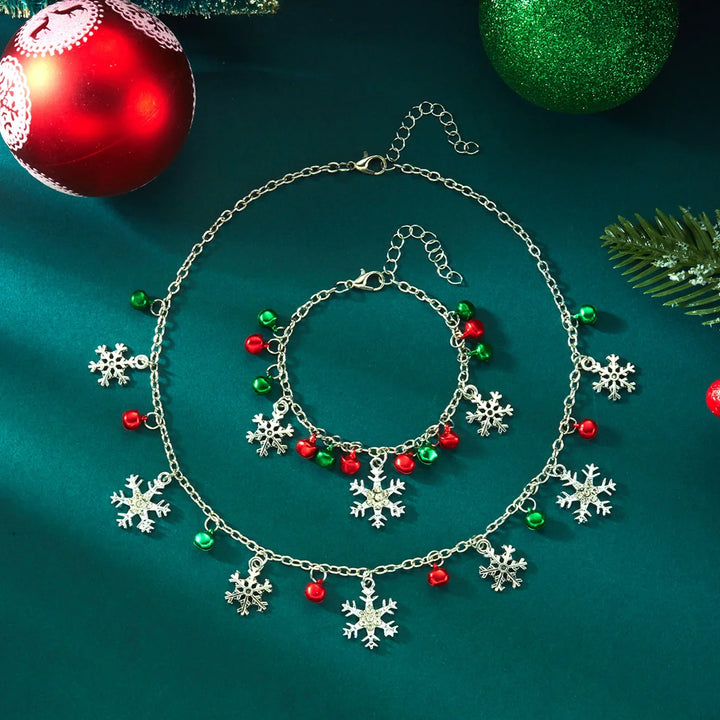 Pulsera de Navidad Aurevienne – Pulsera Ajustable con Copo de Nieve y Cascabeles, Regalo Festivo y Elegante