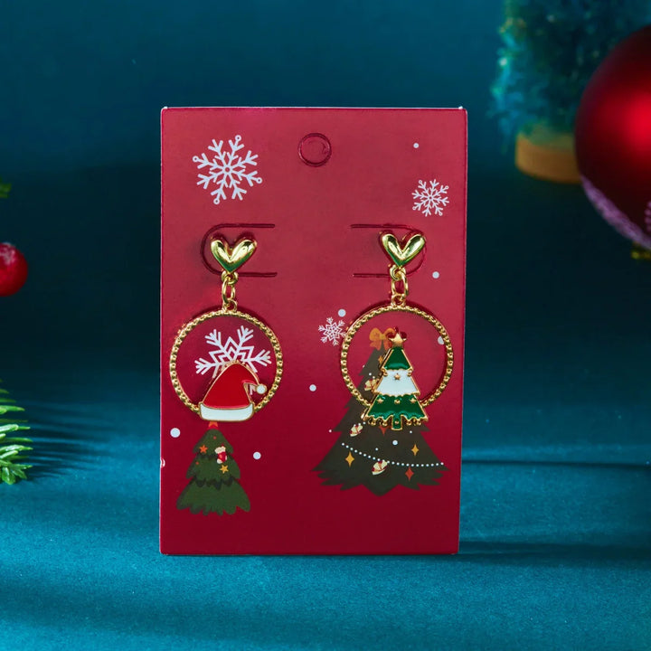 Pendientes Navideños Glitzora – Diseño de Árbol de Navidad con Piedras de Strass, Ligero y Glamour Festivo