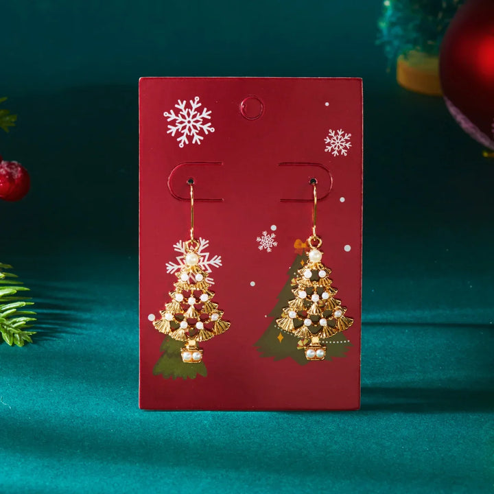 Pendientes Navideños Glitzora – Diseño de Árbol de Navidad con Piedras de Strass, Ligero y Glamour Festivo