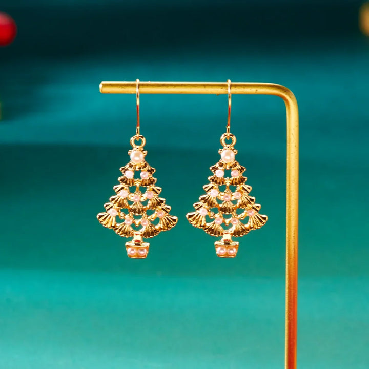 Pendientes Navideños Glitzora – Diseño de Árbol de Navidad con Piedras de Strass, Ligero y Glamour Festivo
