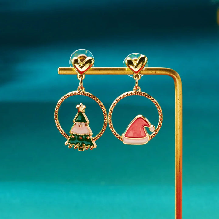 Pendientes Navideños Glitzora – Diseño de Árbol de Navidad con Piedras de Strass, Ligero y Glamour Festivo