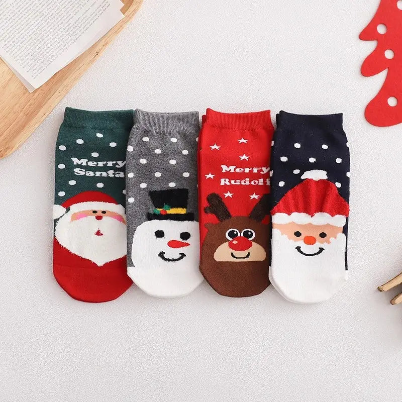 Kerst Sokken Set van 4 Paar voor Volwassenen, Ademend en Zweetabsorberend 6