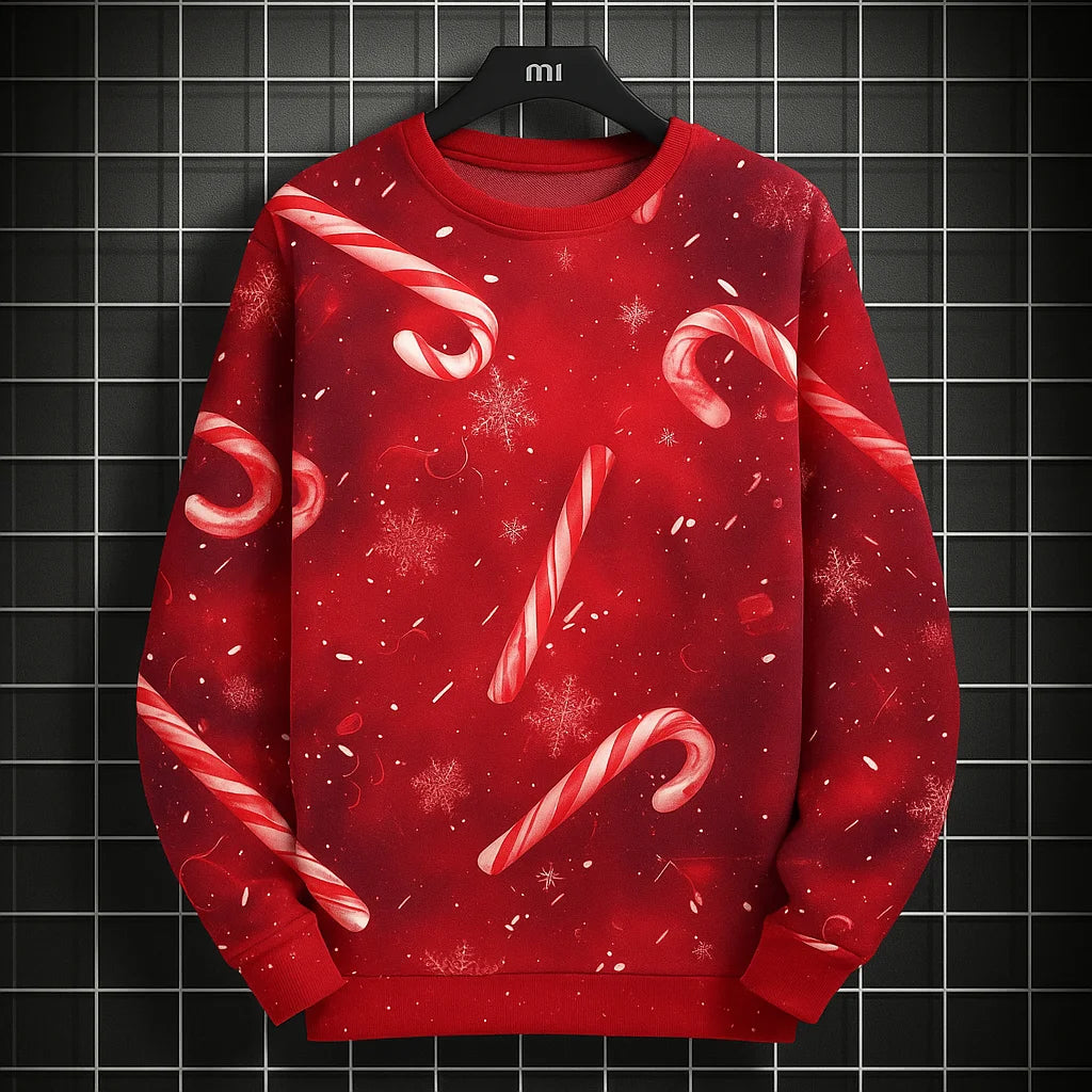 Kerst Sweatshirt voor Heren met 3D Grafische Print, Ronde Hals, Casual Stijl 1