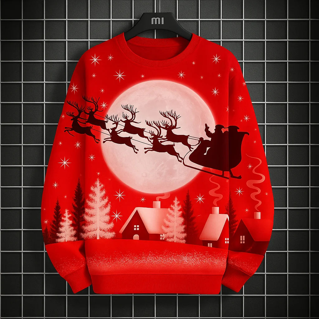 Kerst Sweatshirt voor Heren met 3D Grafische Print, Ronde Hals, Casual Stijl 4