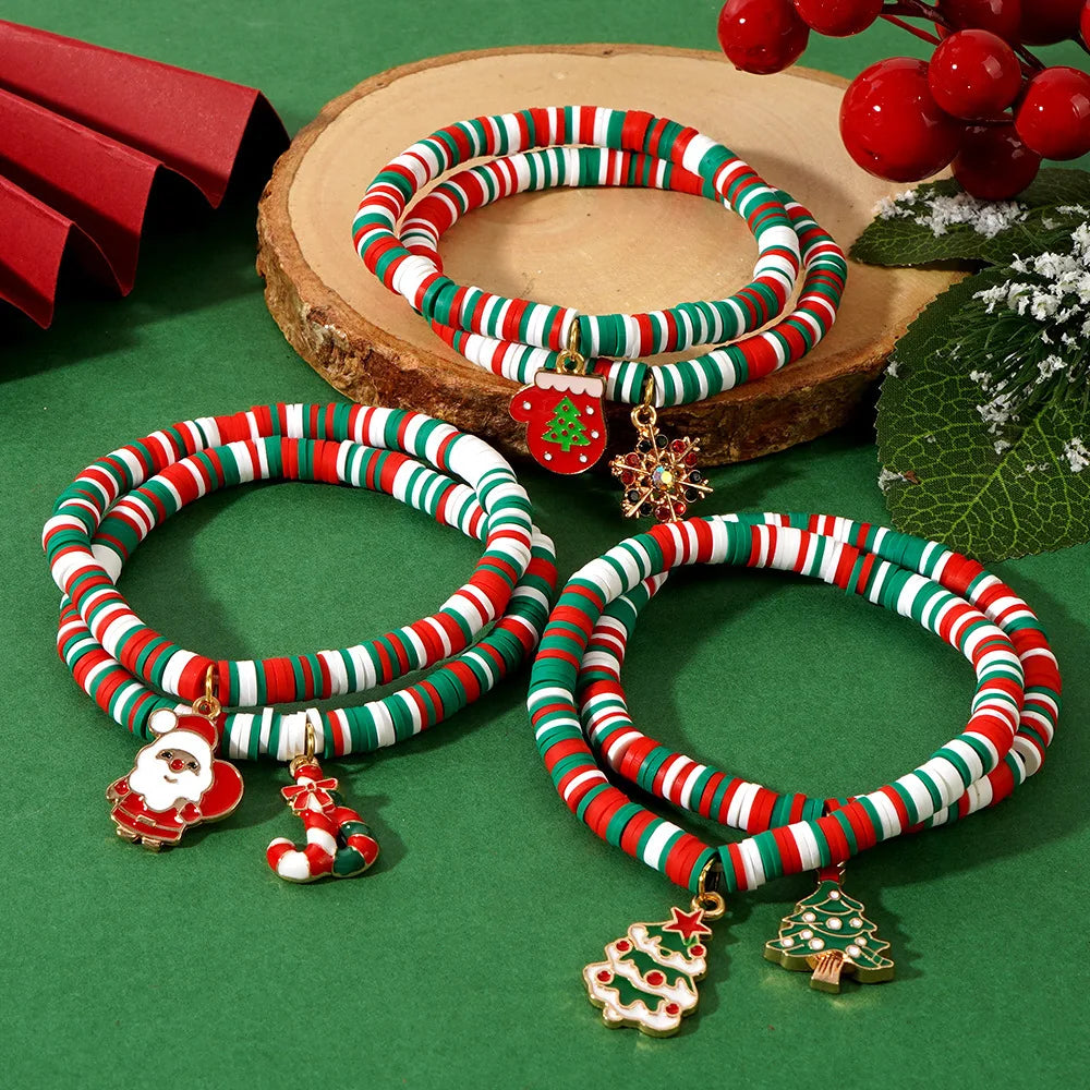 Pulsera de Navidad Aureline – Pulsera Ajustable con Santa Claus y Copo de Nieve, Diseño Festivo y Elegante