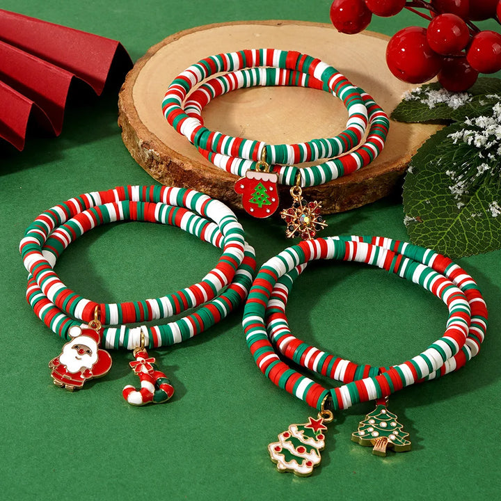 Pulsera de Navidad Aureline – Pulsera Ajustable con Santa Claus y Copo de Nieve, Diseño Festivo y Elegante