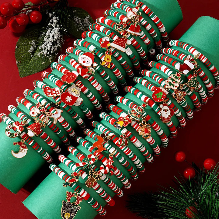 Pulsera de Navidad Aureline – Pulsera Ajustable con Santa Claus y Copo de Nieve, Diseño Festivo y Elegante