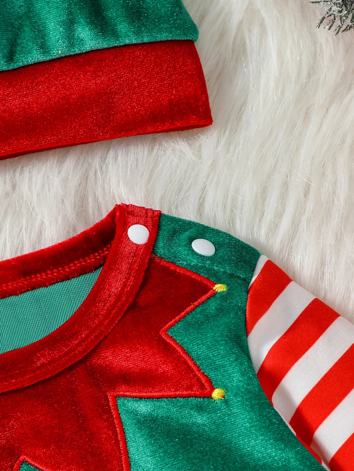 Kerst baby jumpsuit set voor jongens en meisjes met hoed 2