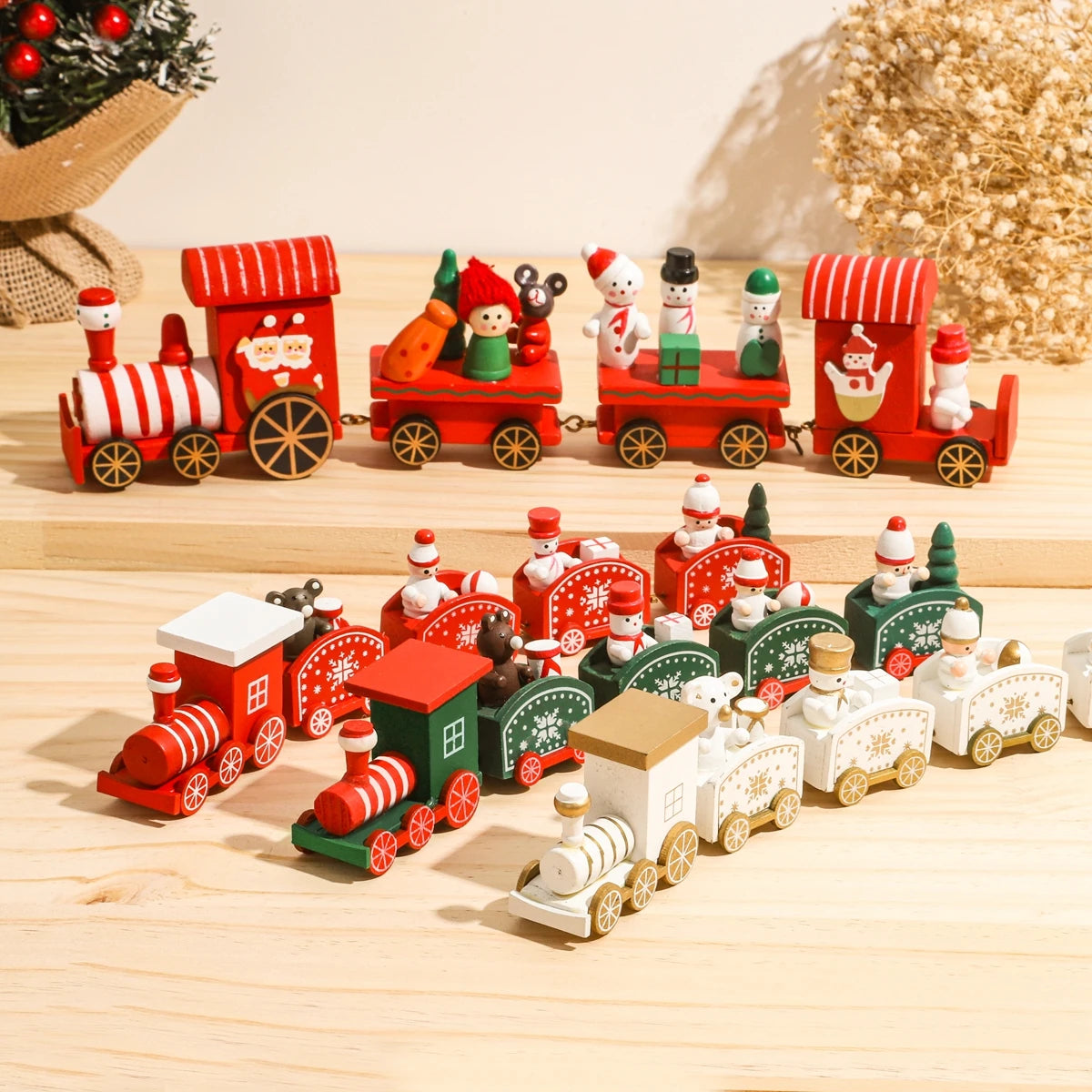 Kerst trein decoratie voor huis - houten en plastic opties 0