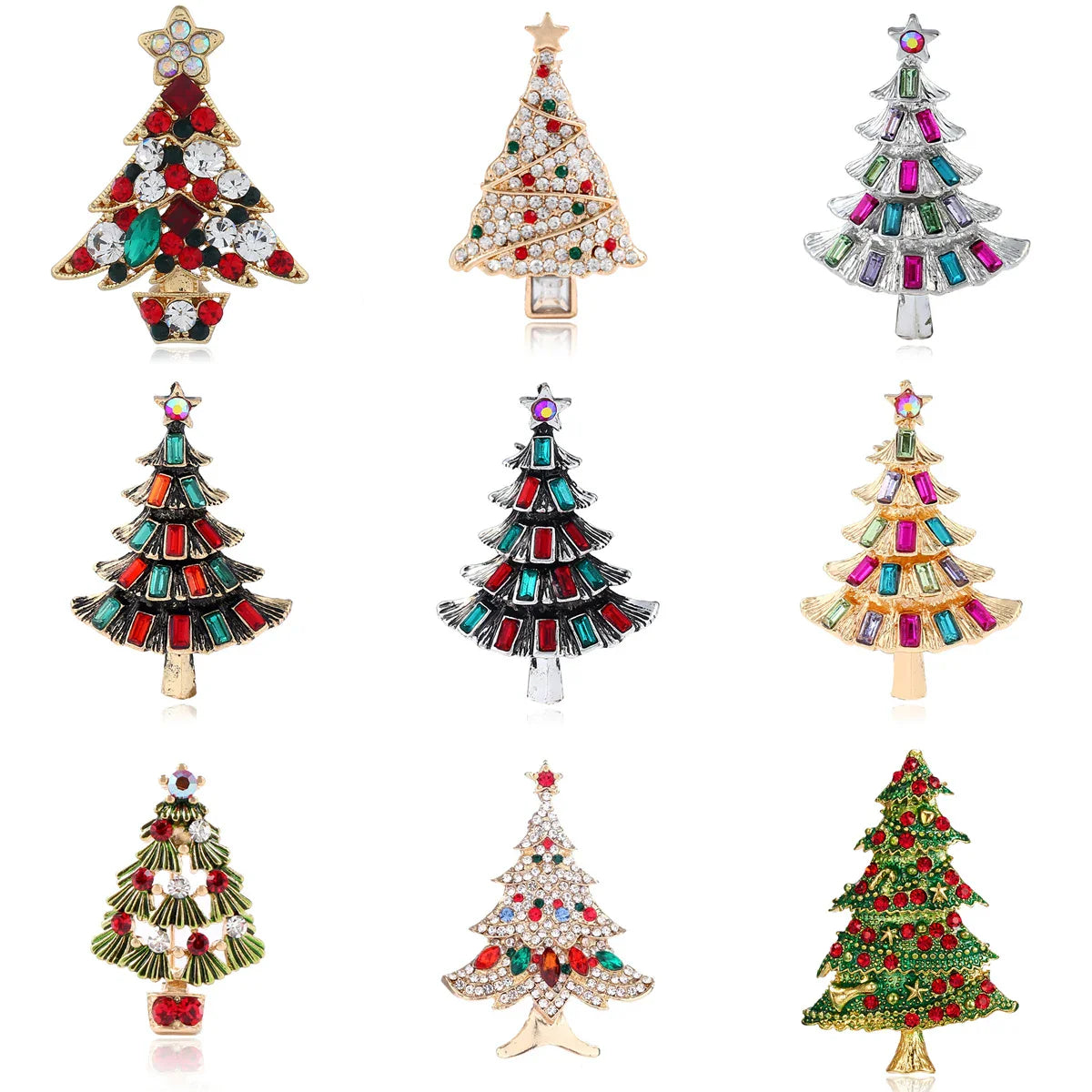 Spilla Albero di Natale Glaciara – Spilla Multicolore con Strass per Donne, Accessorio Festivo & Regalo Elegante