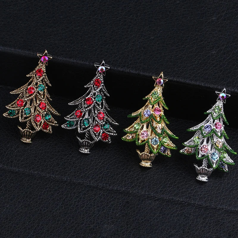 Spilla Albero di Natale Glaciara – Spilla Multicolore con Strass per Donne, Accessorio Festivo & Regalo Elegante