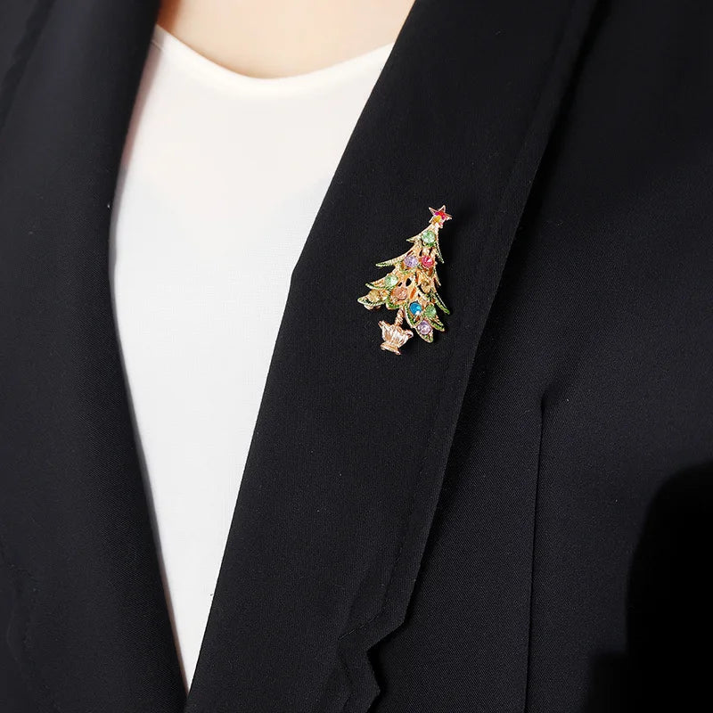 Spilla Albero di Natale Glaciara – Spilla Multicolore con Strass per Donne, Accessorio Festivo & Regalo Elegante
