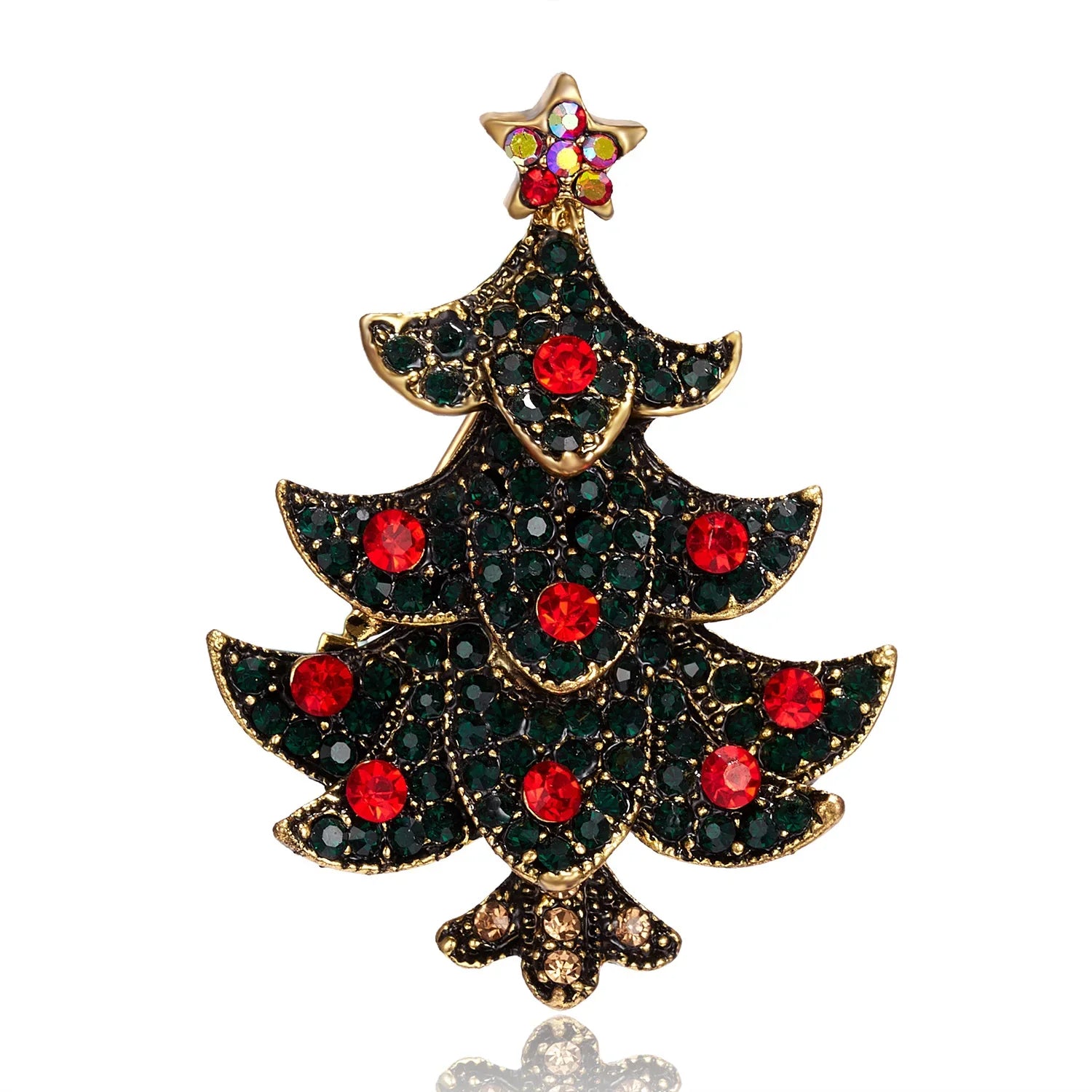 Spilla Albero di Natale Glaciara – Spilla Multicolore con Strass per Donne, Accessorio Festivo & Regalo Elegante