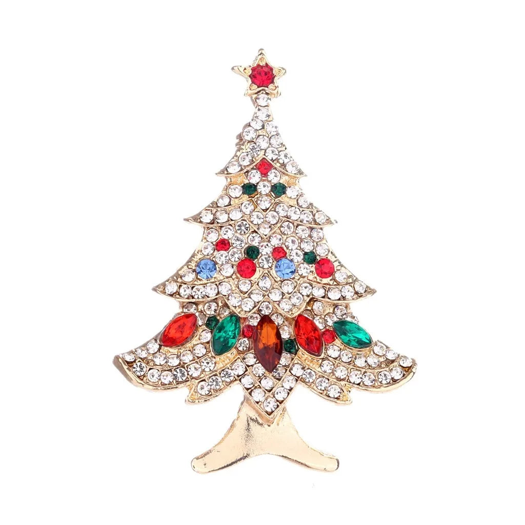 Spilla Albero di Natale Glaciara – Spilla Multicolore con Strass per Donne, Accessorio Festivo & Regalo Elegante