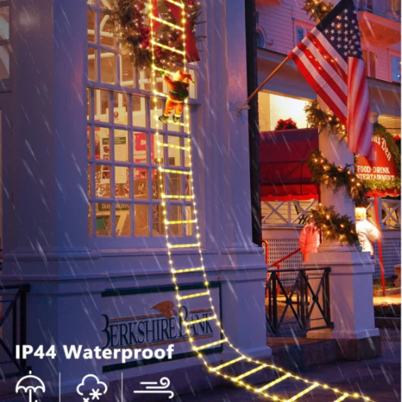 LumiClimb escaleira LED – 8 niveis de luz, conexión USB e iluminación festiva de Nadal para interior e exterior