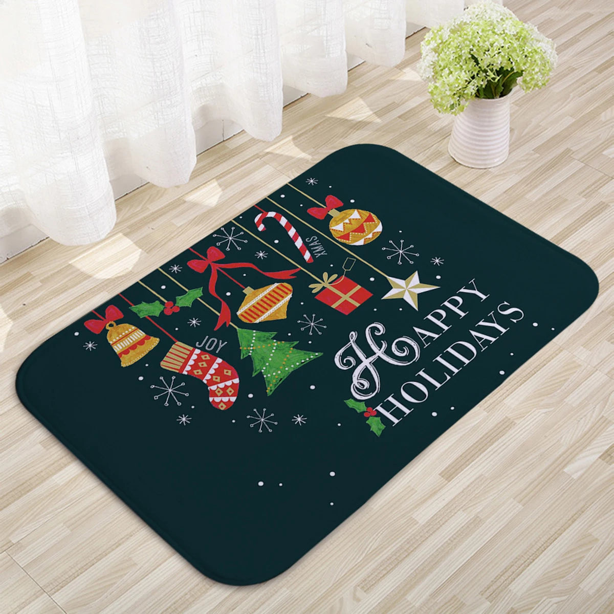 Kerstmat met Kerstman, Multicolor, 75 x 45 cm, Voor Binnen en Buitengebruik 1