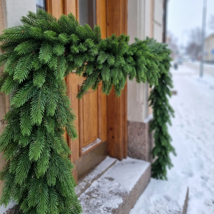 Kerstslinger 270 cm Kunstdennentakken 80 Zijtakken Buigbare Draadkern Dennengroen Voordeur Hek Buiten Binnen | Sansoti 2
