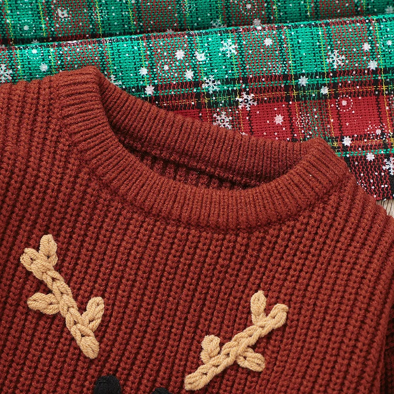 Kersttrui voor baby's met lange mouwen en schattige cartoonprint, warm en comfortabel 2