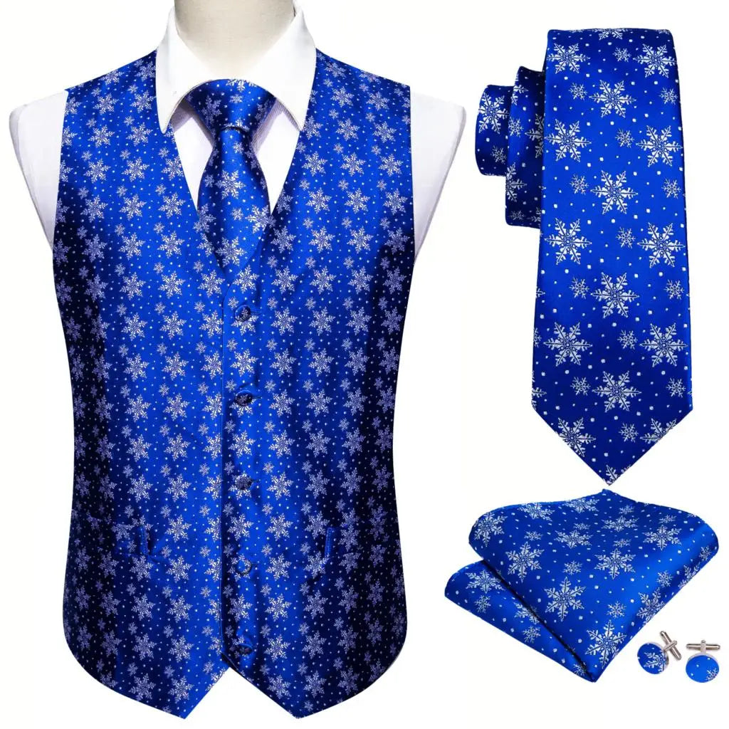 Festivaro Gilet di Natale Uomo – Gilet Elegante per Feste con Fiocchi di Neve & Alci, Incluso Cravatta & Papillon