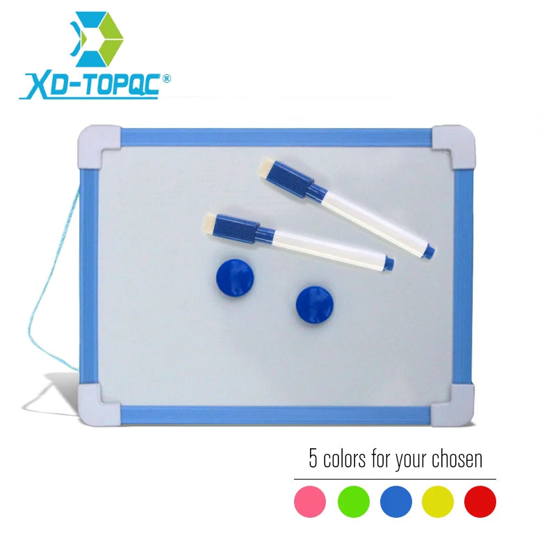Kinderen droog afveegbaar whiteboard met magnetisch frame en pen, 5 kleuren, mini formaat 0