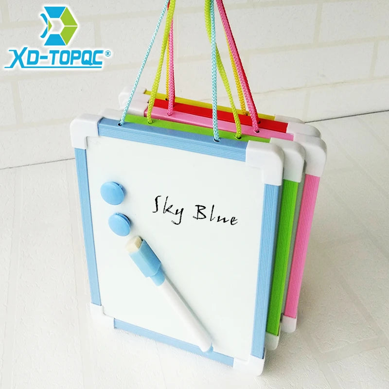 Kinderen droog afveegbaar whiteboard met magnetisch frame en pen, 5 kleuren, mini formaat 4