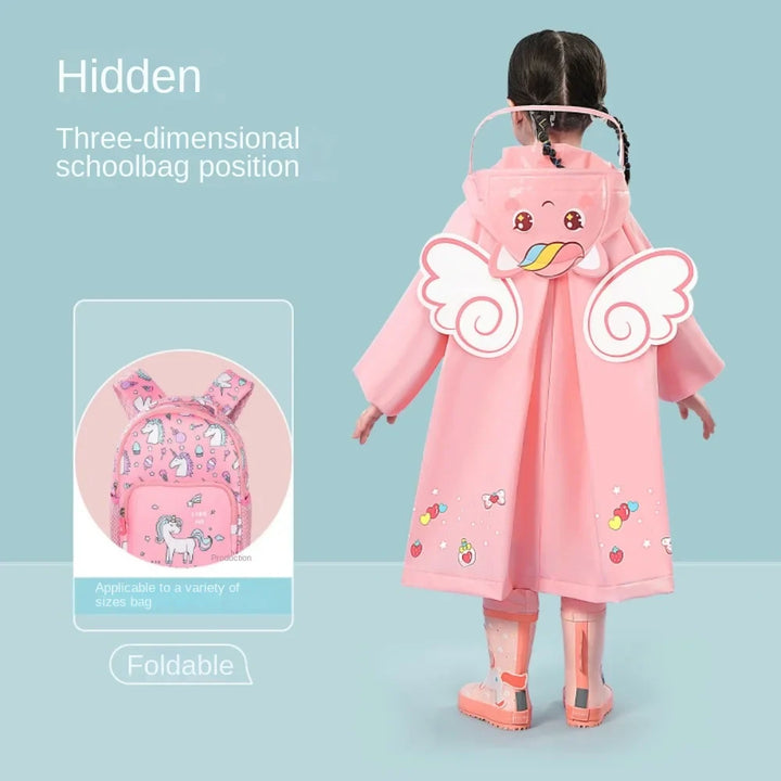 PuddleJoy – Poncho de lluvia infantil con estampado de dinosaurio y unicornio