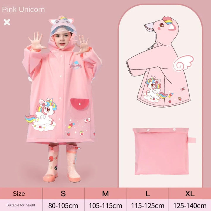 PuddleJoy – Poncho de lluvia infantil con estampado de dinosaurio y unicornio