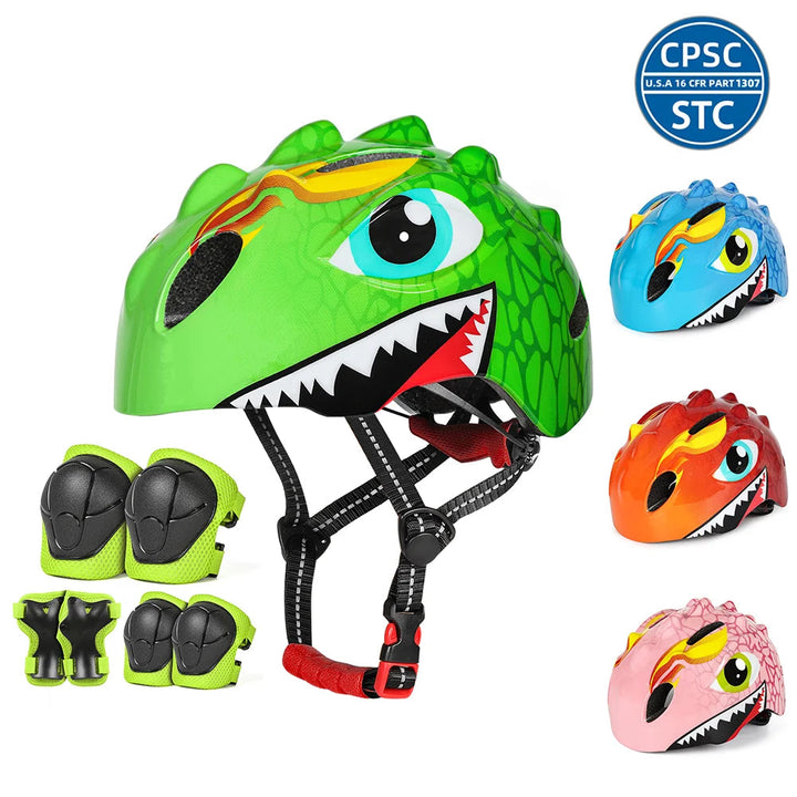 Kinderfietshelm Set met Knie- en Elleboogbeschermers voor Kinderen 50-54 cm 0