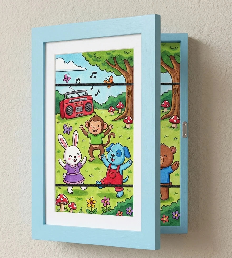 Kinderkunst Wissellijst A4 A3 met Opbergcapaciteit 150 Tekeningen Hout Klap Fotolijst voor Kinderkamer Woonkamer | Sansoti 8